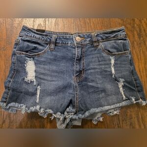Almost Famous Distressed Denim Jean Shorts - Blue